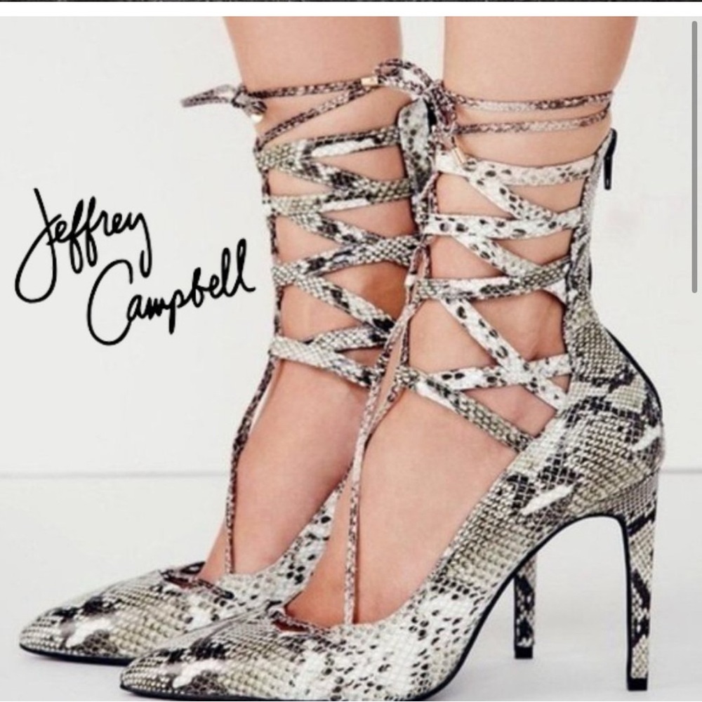 RARE SOLD OUT FREE PEOPLE x JEFFREY CAMPBELL HIERRO PYTHON HEEL